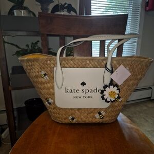 Kate Spade Tan and White Tote Bag